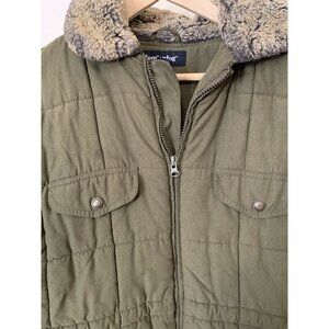 London Fog Jacket Women’s Sz L 14/16 Hooded Winter‎ Jacket Insulated Green
